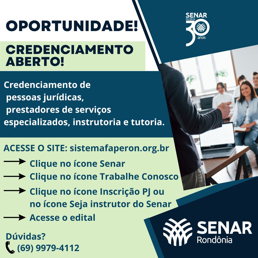 Oportunidade Departamento T Cnico Do Senar Rond Nia Abre